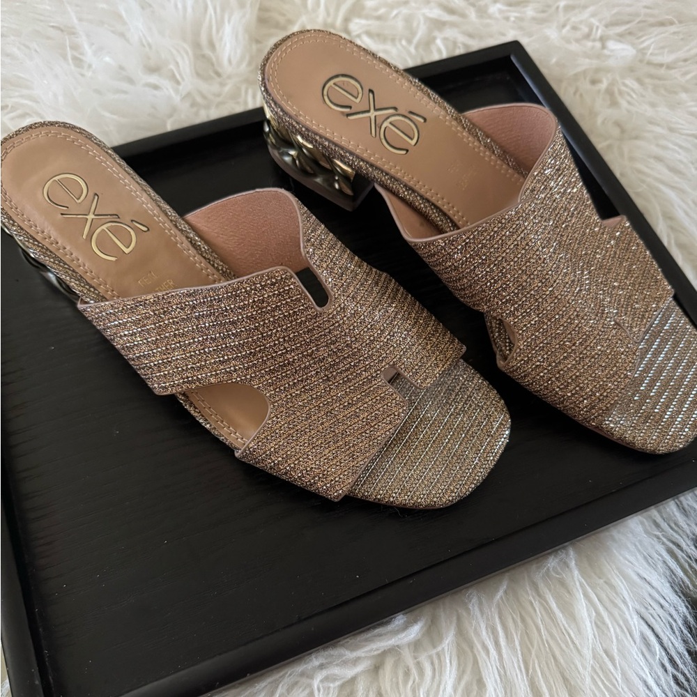 Women's Glitter Slide Sandals - Gold
